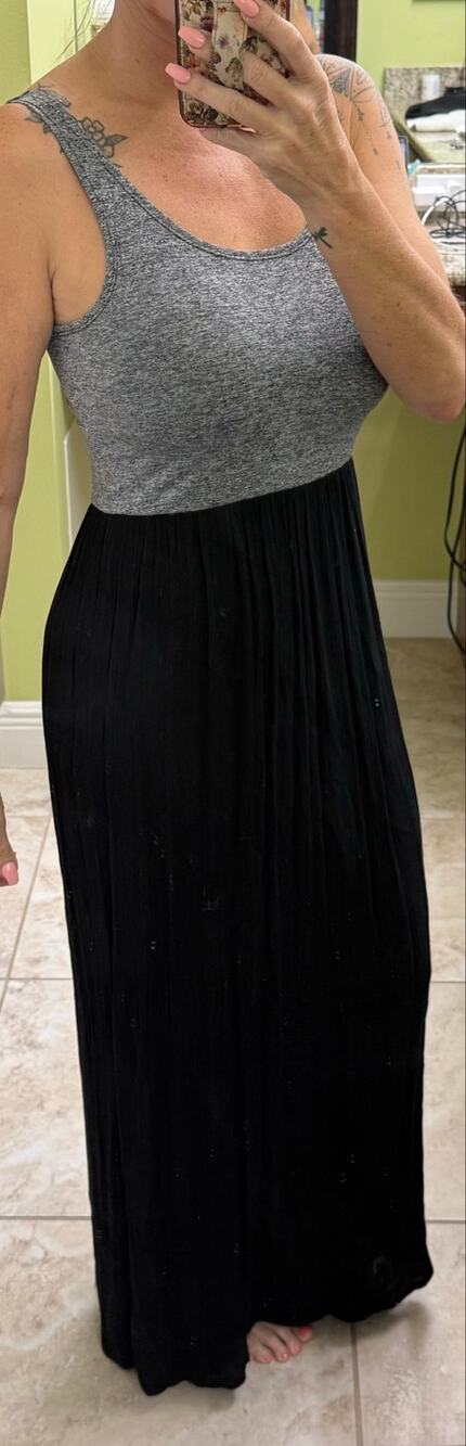 Ann Taylor Loft Maxi XS Petite Sleeveless grey black dress